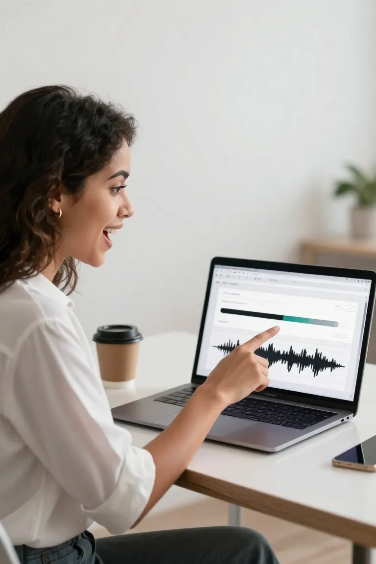 Com IA: Áudio Pronto em 30 Segundos - Antes